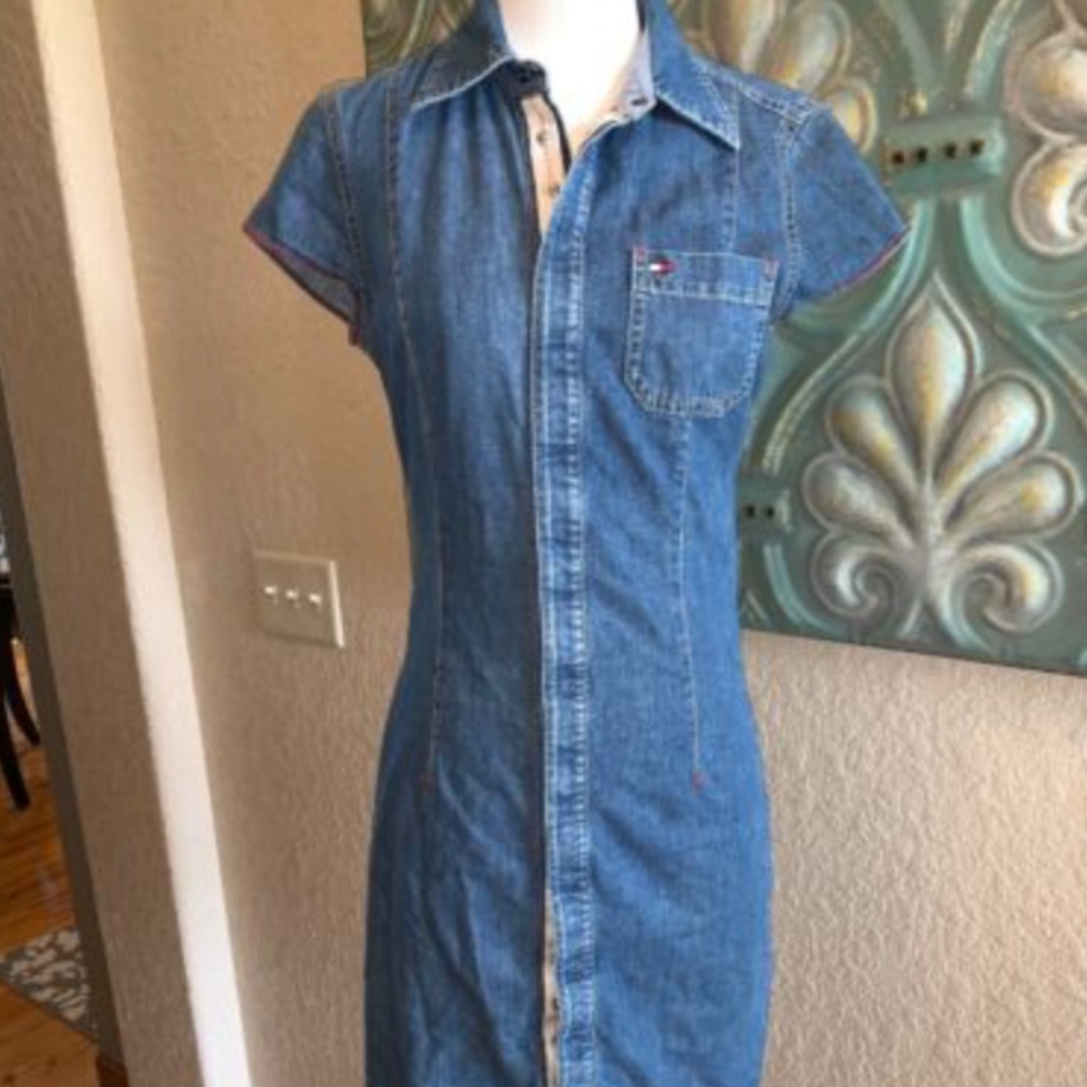 Tommy Hilfiger 90s Denim Dress Size 6 100% Cotton